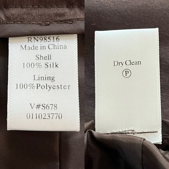 Coldwater Creek Silk Flat Front Side Zip Pants Brown 10 Lined New - Picture 7 of 14